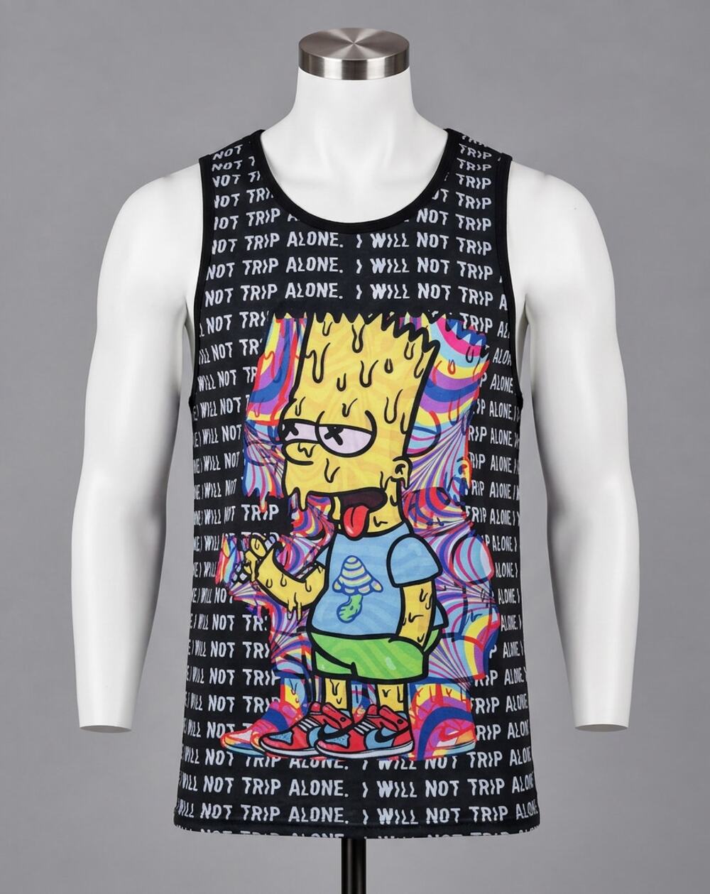 iEDM Bart Simpson Tripping With Him Tank Top Psychedelic Rave Mens Large